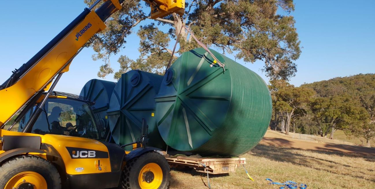 Coerco corrugated poly water tanks transported