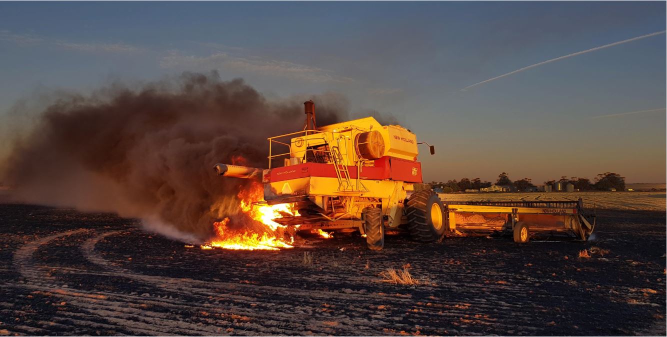 Harvester on Fire
